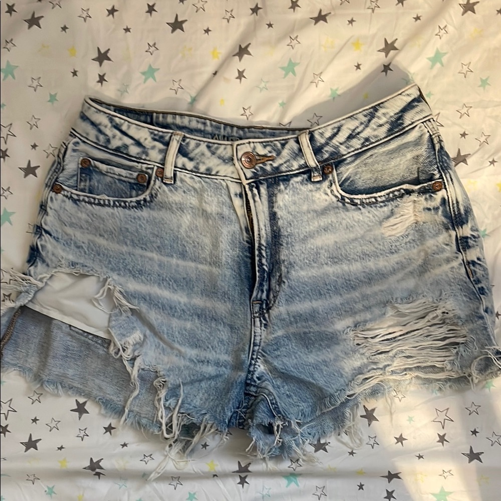 American Eagle Outfitters Light Blue Distressed Jean Shorts